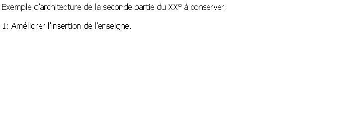 Zone de Texte: Exemple darchitecture de la seconde partie du XX  conserver.1: Amliorer linsertion de lenseigne.